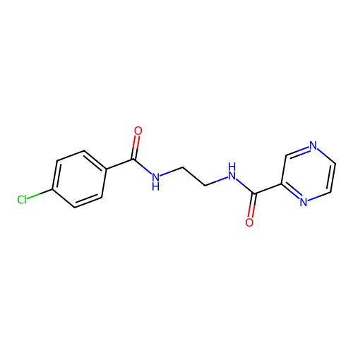 N-[2-[(4-chlorobenzoyl)amino]ethyl]pyrazine-2-carboxamide structure