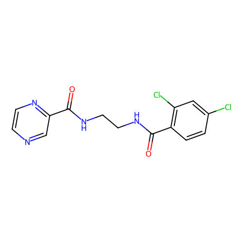 N-[2-[(2,4-dichlorobenzoyl)amino]ethyl]pyrazine-2-carboxamide structure