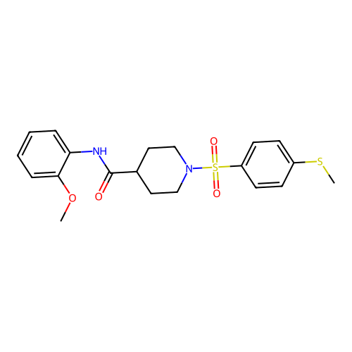 N-(2-methoxyphenyl)-1-(4-methylsulfanylphenyl)sulfonylpiperidine-4-carboxamide structure