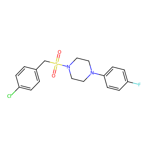1-[(4-Chlorophenyl)methylsulfonyl]-4-(4-fluorophenyl)piperazine structure