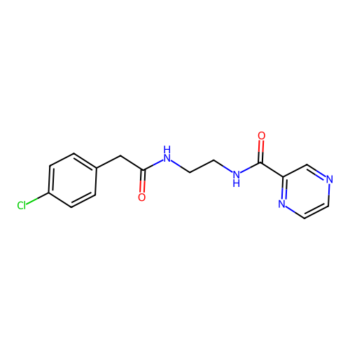 N-(2-{[(4-chlorophenyl)acetyl]amino}ethyl)pyrazine-2-carboxamide structure