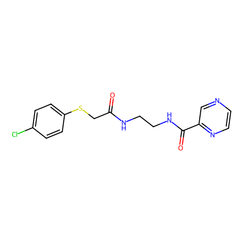 N-[2-({[(4-chlorophenyl)sulfanyl]acetyl}amino)ethyl]pyrazine-2-carboxamide structure