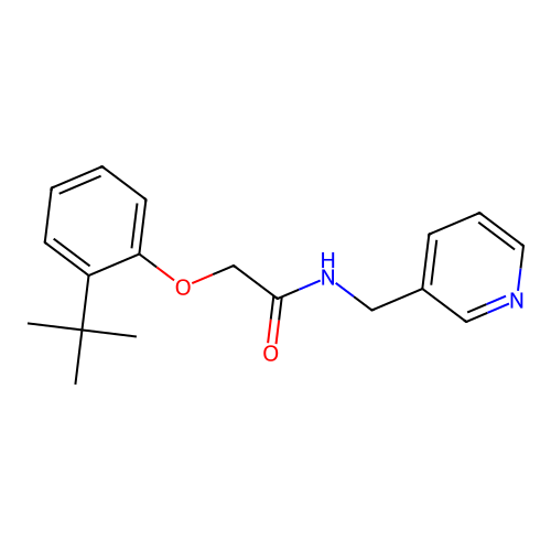 2-(2-tert-butylphenoxy)-N-(pyridin-3-ylmethyl)acetamide structure