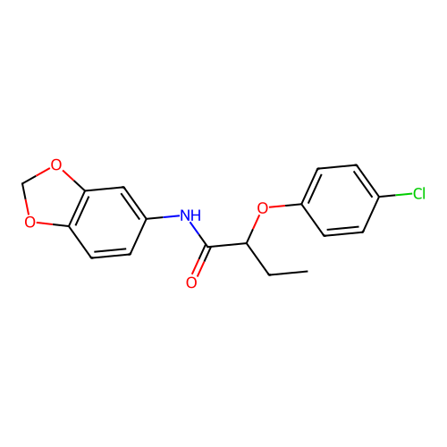 N-(1,3-benzodioxol-5-yl)-2-(4-chlorophenoxy)butanamide structure