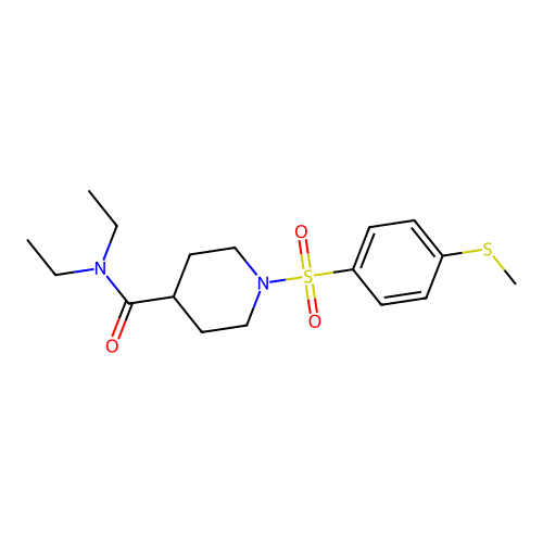 N,N-diethyl-1-(4-methylsulfanylphenyl)sulfonylpiperidine-4-carboxamide structure