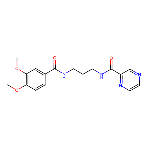 N-(3-(3,4-dimethoxybenzamido)propyl)pyrazine-2-carboxamide structure
