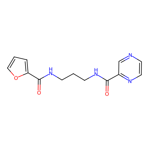 N-(3-(furan-2-carboxamido)propyl)pyrazine-2-carboxamide structure