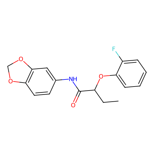 N-(1,3-benzodioxol-5-yl)-2-(2-fluorophenoxy)butanamide structure