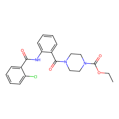 ethyl 4-(2-(2-chlorobenzamido)benzoyl)piperazine-1-carboxylate structure
