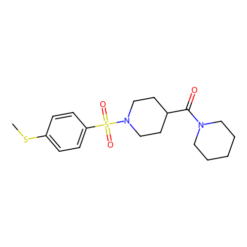 [1-(4-Methylsulfanylphenyl)sulfonylpiperidin-4-yl]-piperidin-1-ylmethanone structure