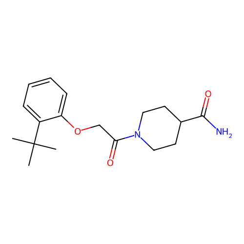 1-[(2-Tert-butylphenoxy)acetyl]piperidine-4-carboxamide structure