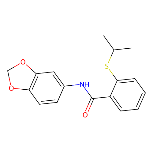 N-(1,3-benzodioxol-5-yl)-2-(propan-2-ylsulfanyl)benzamide structure