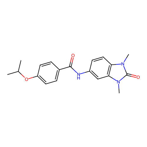 N-(1,3-dimethyl-2-oxobenzimidazol-5-yl)-4-propan-2-yloxybenzamide structure