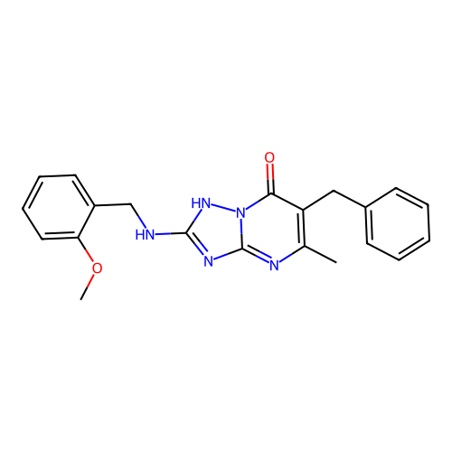 6-benzyl-2-[(2-methoxybenzyl)amino]-5-methyl[1,2,4]triazolo[1,5-a]pyrimidin-7(4H)-one structure