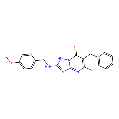 6-benzyl-2-[(4-methoxybenzyl)amino]-5-methyl[1,2,4]triazolo[1,5-a]pyrimidin-7(4H)-one structure
