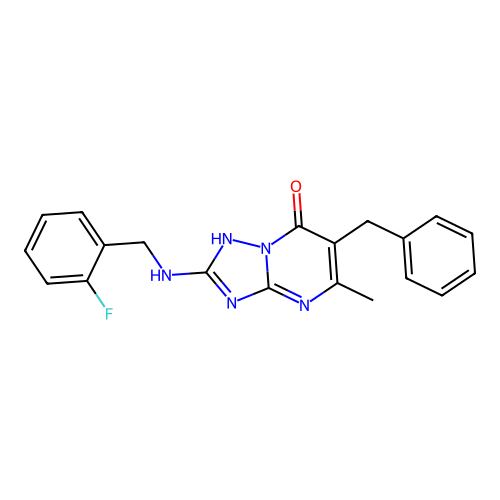 6-benzyl-2-[(2-fluorobenzyl)amino]-5-methyl[1,2,4]triazolo[1,5-a]pyrimidin-7(4H)-one structure