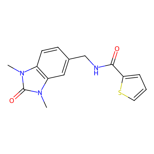 N-[(1,3-dimethyl-2-oxobenzimidazol-5-yl)methyl]thiophene-2-carboxamide structure