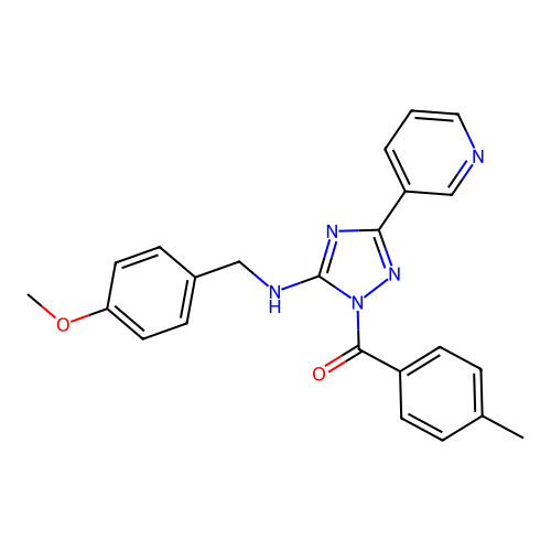 (5-((4-methoxybenzyl)amino)-3-(pyridin-3-yl)-1H-1,2,4-triazol-1-yl)(p-tolyl)methanone structure
