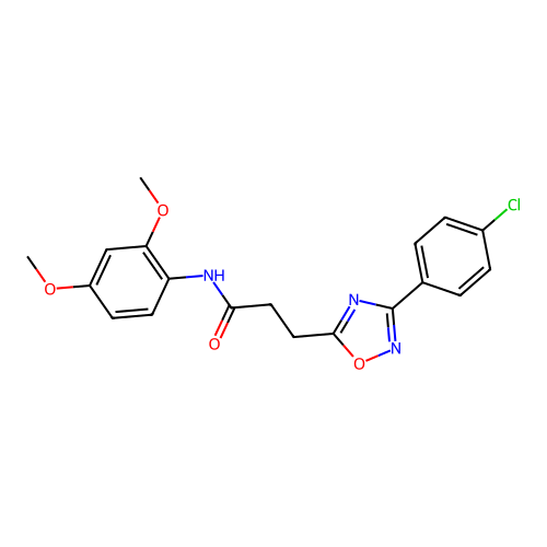3-[3-(4-chlorophenyl)-1,2,4-oxadiazol-5-yl]-N-(2,4-dimethoxyphenyl)propanamide structure