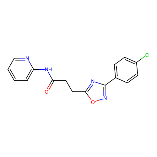 3-[3-(4-chlorophenyl)-1,2,4-oxadiazol-5-yl]-N-pyridin-2-ylpropanamide structure