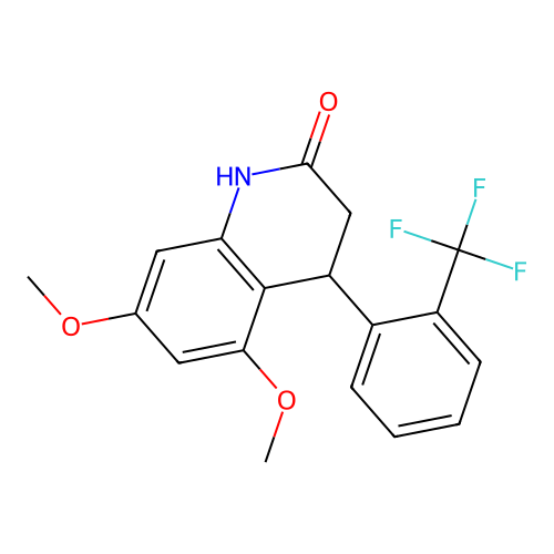 5,7-dimethoxy-4-[2-(trifluoromethyl)phenyl]-3,4-dihydro-1H-quinolin-2-one structure