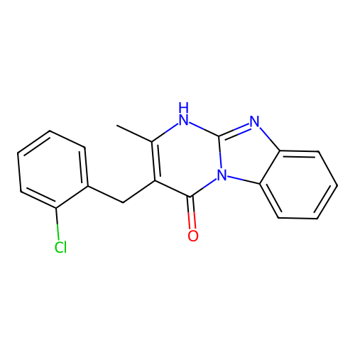 3-(2-chlorobenzyl)-2-methylpyrimido[1,2-a]benzimidazol-4(1H)-one structure
