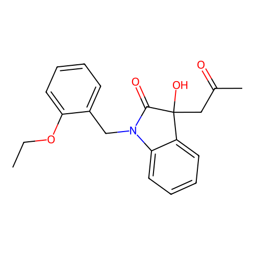 1-[(2-ethoxyphenyl)methyl]-3-hydroxy-3-(2-oxopropyl)-2,3-dihydro-1H-indol-2-one structure