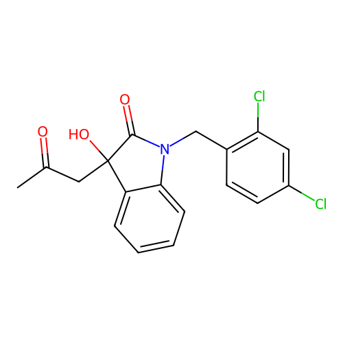 1-[(2,4-Dichlorophenyl)methyl]-3-hydroxy-3-(2-oxopropyl)indolin-2-one structure