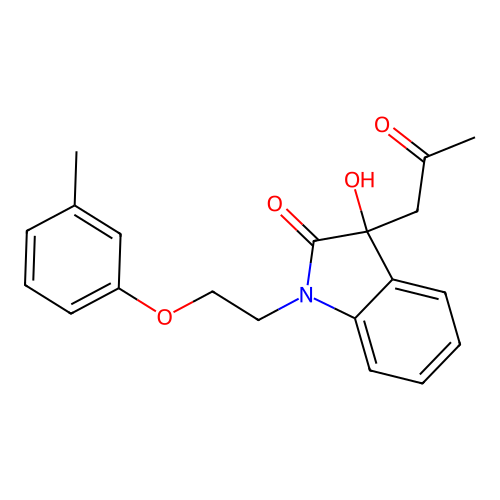 3-Hydroxy-3-(2-oxopropyl)-1-(2-(m-tolyloxy)ethyl)indolin-2-one structure