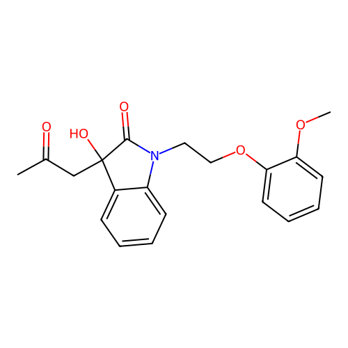 3-Hydroxy-1-(2-(2-methoxyphenoxy)ethyl)-3-(2-oxopropyl)indolin-2-one structure