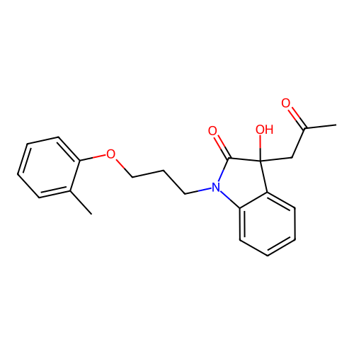 3-Hydroxy-3-(2-oxopropyl)-1-(3-(o-tolyloxy)propyl)indolin-2-one structure