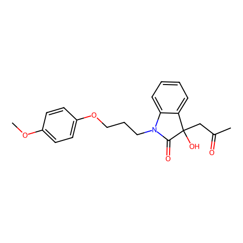 3-Hydroxy-1-[3-(4-methoxyphenoxy)propyl]-3-(2-oxopropyl)indol-2-one structure