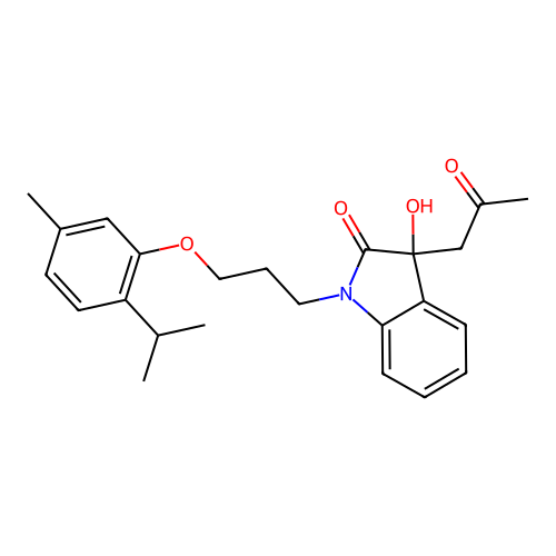 3-Hydroxy-1-(3-(2-isopropyl-5-methylphenoxy)propyl)-3-(2-oxopropyl)indolin-2-one structure