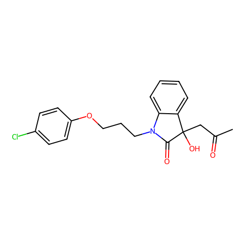 1-(3-(4-Chlorophenoxy)propyl)-3-hydroxy-3-(2-oxopropyl)indolin-2-one structure