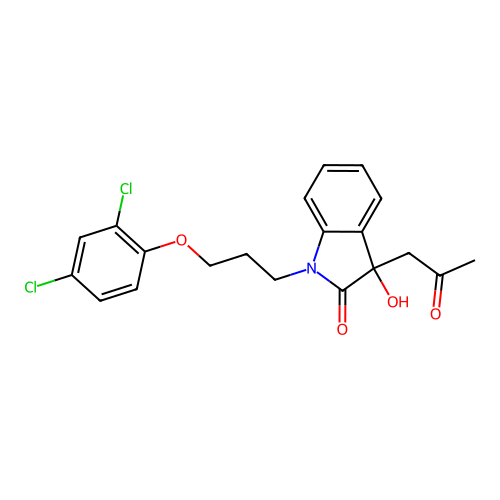 1-(3-(2,4-Dichlorophenoxy)propyl)-3-hydroxy-3-(2-oxopropyl)indolin-2-one structure