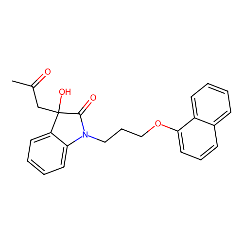 3-Hydroxy-1-(3-naphthyloxypropyl)-3-(2-oxopropyl)indolin-2-one structure