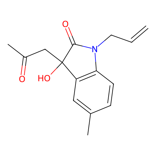 1-Allyl-3-hydroxy-5-methyl-3-(2-oxopropyl)indolin-2-one structure