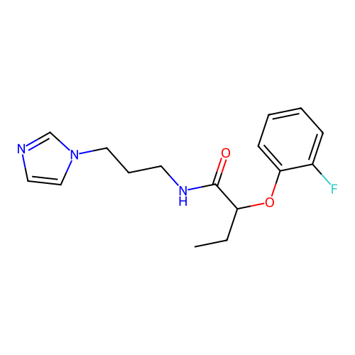2-(2-fluorophenoxy)-N-[3-(1H-imidazol-1-yl)propyl]butanamide structure