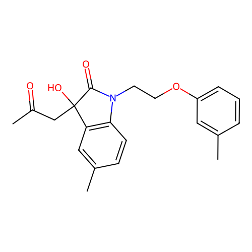 3-Hydroxy-5-methyl-3-(2-oxopropyl)-1-(2-(m-tolyloxy)ethyl)indolin-2-one structure