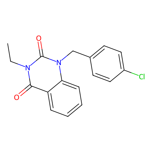 1-(4-chlorobenzyl)-3-ethylquinazoline-2,4(1H,3H)-dione structure