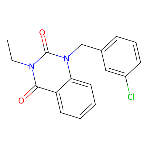 1-(3-chlorobenzyl)-3-ethylquinazoline-2,4(1H,3H)-dione structure