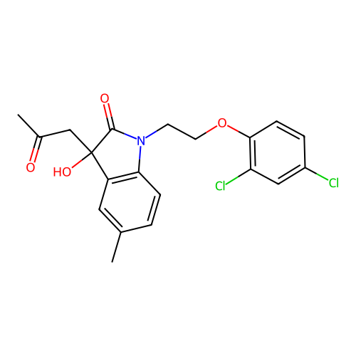 1-[2-(2,4-Dichlorophenoxy)ethyl]-3-hydroxy-5-methyl-3-(2-oxopropyl)indol-2-one structure