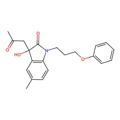 3-Hydroxy-5-methyl-3-(2-oxopropyl)-1-(3-phenoxypropyl)indolin-2-one structure