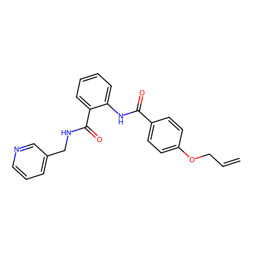 2-[(4-prop-2-enoxybenzoyl)amino]-N-(pyridin-3-ylmethyl)benzamide structure