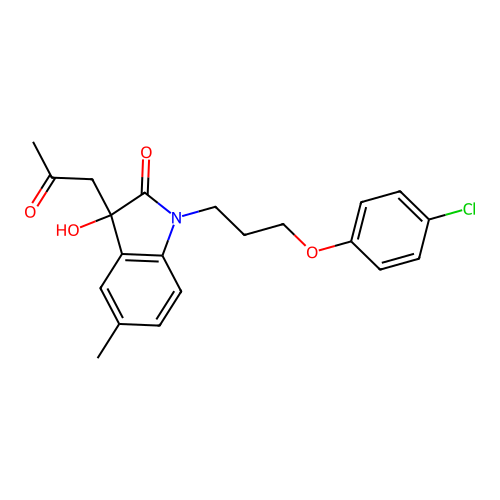 1-(3-(4-Chlorophenoxy)propyl)-3-hydroxy-5-methyl-3-(2-oxopropyl)indolin-2-one structure