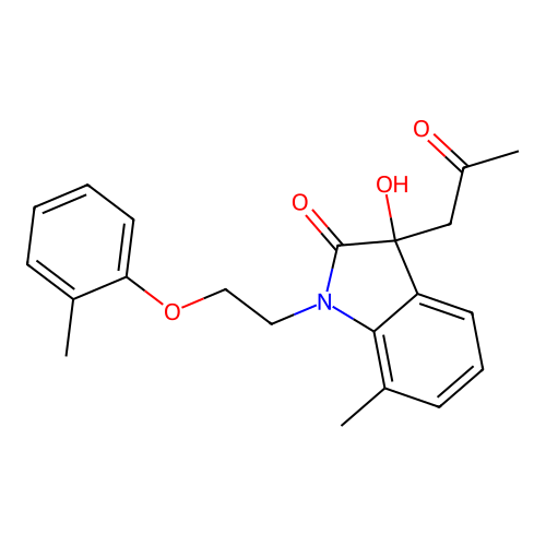 3-Hydroxy-7-methyl-3-(2-oxopropyl)-1-(2-(o-tolyloxy)ethyl)indolin-2-one structure