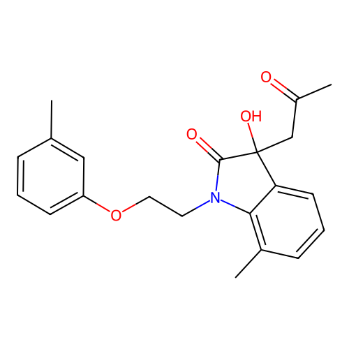 3-Hydroxy-7-methyl-3-(2-oxopropyl)-1-(2-(m-tolyloxy)ethyl)indolin-2-one structure
