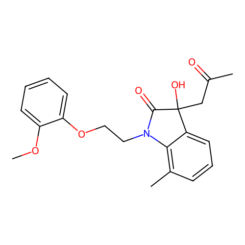 3-Hydroxy-1-(2-(2-methoxyphenoxy)ethyl)-7-methyl-3-(2-oxopropyl)indolin-2-one structure