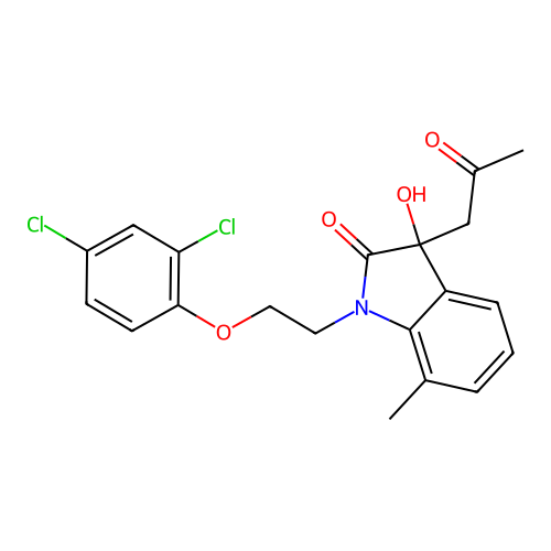1-(2-(2,4-Dichlorophenoxy)ethyl)-3-hydroxy-7-methyl-3-(2-oxopropyl)indolin-2-one structure