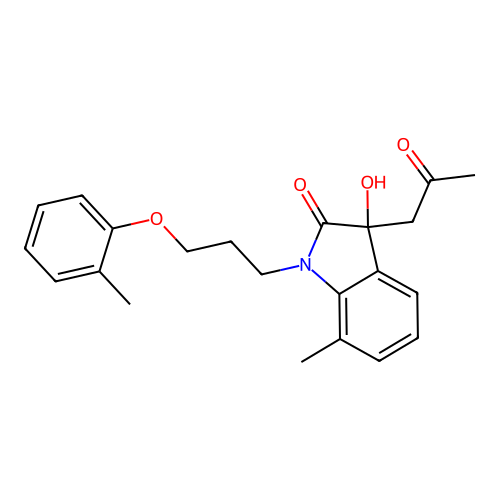 3-Hydroxy-7-methyl-3-(2-oxopropyl)-1-(3-(o-tolyloxy)propyl)indolin-2-one structure